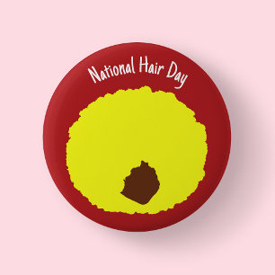 Nationaler Tag des Haares - Gelber Afro-Button/ Button