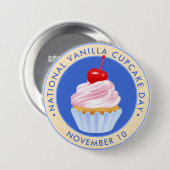 Nationaler Vanilla Cupcake Day, Kirsche Button (Vorne & Hinten)