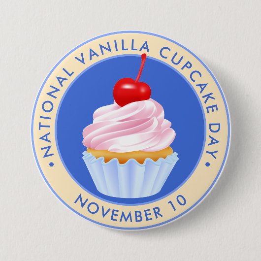 Nationaler Vanilla Cupcake Day, Kirsche Button (Vorderseite)