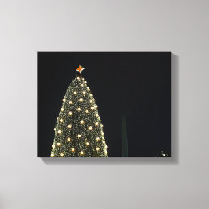 Nationaler Weihnachtsbaum & Washington Monument be Leinwanddruck