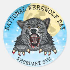 Nationaler Werwolf-Tag 6. Februar Runder Aufkleber