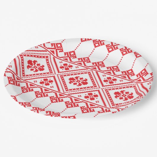 Nationales Design der Ukraine Pappteller (Schrägansicht)