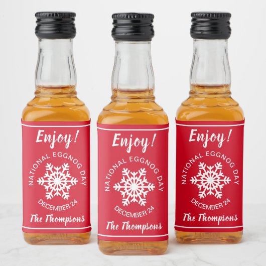 Nationales Eggnog Day Celebration Dezember 24 Rot Alkoholflaschenetikett (Flaschen)