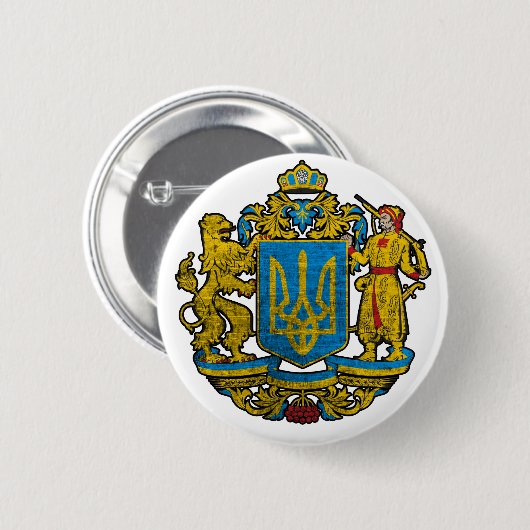 Nationales Emblem Ukraine Button (Vorne & Hinten)