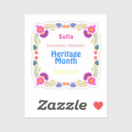 Nationales hispanisches Erbe Geburtstag farbenfroh Aufkleber (Blatt)