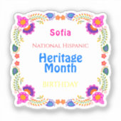 Nationales hispanisches Erbe Geburtstag farbenfroh Aufkleber (Vorderseite)