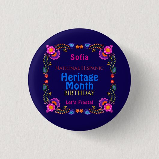 Nationales hispanisches Erbe Geburtstag farbenfroh Button (Vorderseite)