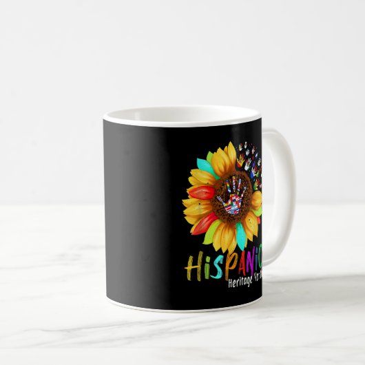 Nationales hispanisches Erbe Monat Sonnenblumen Kaffeetasse (VorderseiteRechts)