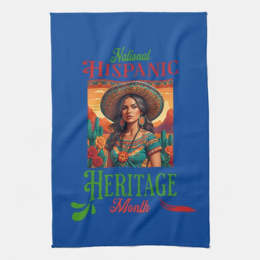 Nationales hispanisches Kulturerbe Monat Geschirrtuch (Vertikal)