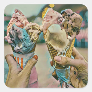 Nationales Ice Cream Day-Geschenk Quadratischer Aufkleber