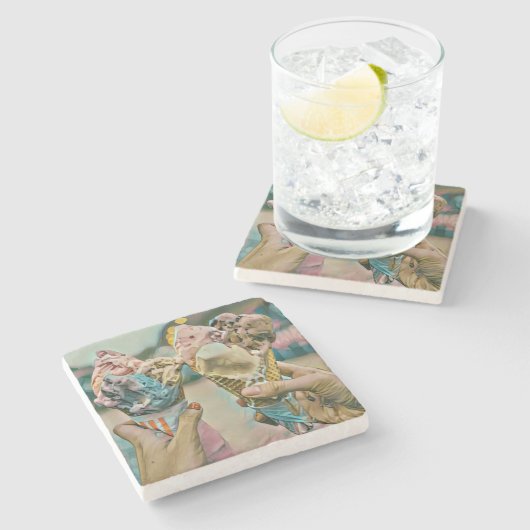 Nationales Ice Cream Day-Geschenk Steinuntersetzer (Seitenansicht)