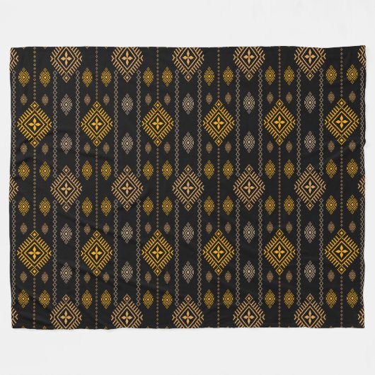 Nationales Muster Boho Kultur Ethnic Design Fleecedecke (Vorderseite (Horizontal))