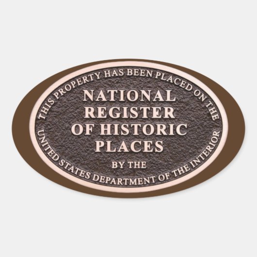 Nationales Register historischer Stätten Ovaler Aufkleber (Vorderseite)