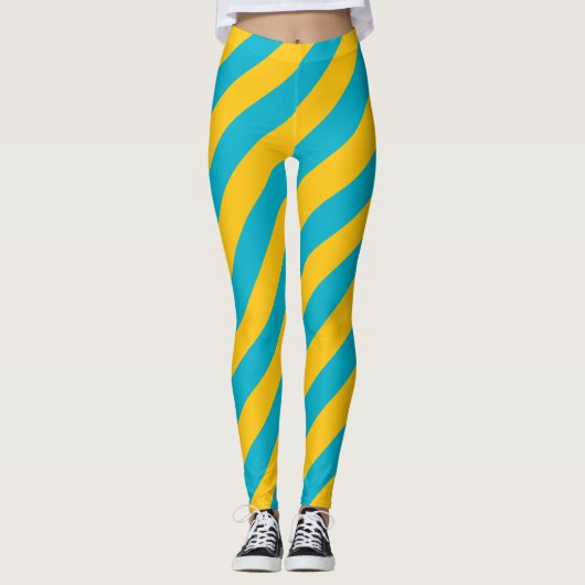 Nationalfarben der Flagge Kasachstans diagonal ges Leggings (Vorderseite)