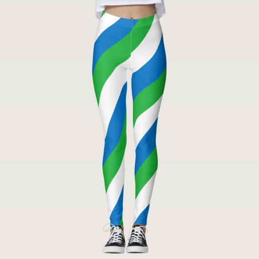 Nationalfarben der Flagge Sierra Leones diagonal g Leggings (Vorderseite)