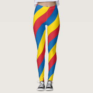 Nationalfarben der mongolischen Flagge - Diagonal Leggings