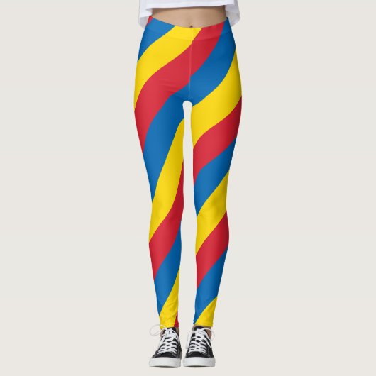Nationalfarben der mongolischen Flagge - Diagonal Leggings (Vorderseite)