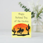 Nationalfeiertag der Cowboy-Bronco-Silhouette Postkarte (Stehend Vorderseite)