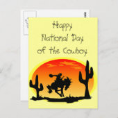 Nationalfeiertag der Cowboy-Bronco-Silhouette Postkarte (Vorne/Hinten)
