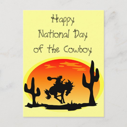 Nationalfeiertag der Cowboy-Bronco-Silhouette Postkarte (Vorderseite)
