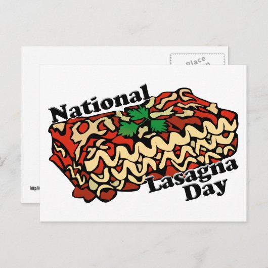 Nationalfeiertag Lasagna Postkarte (Vorne/Hinten)