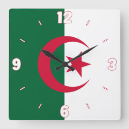 Nationalflagge Algerien Patriotisch Quadratische Wanduhr