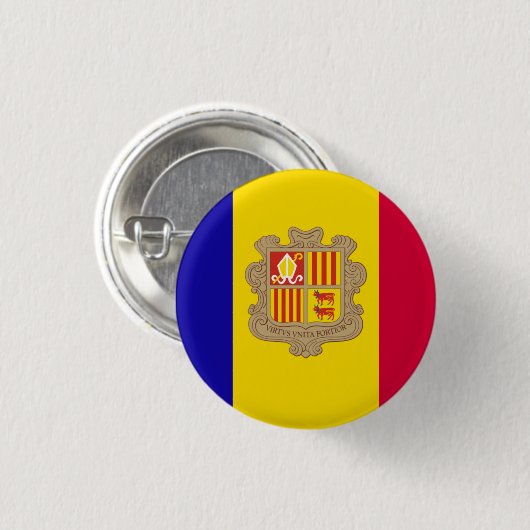 Nationalflagge Andorra Button (Vorne & Hinten)