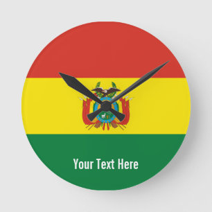 Nationalflagge Boliviens Runde Wanduhr