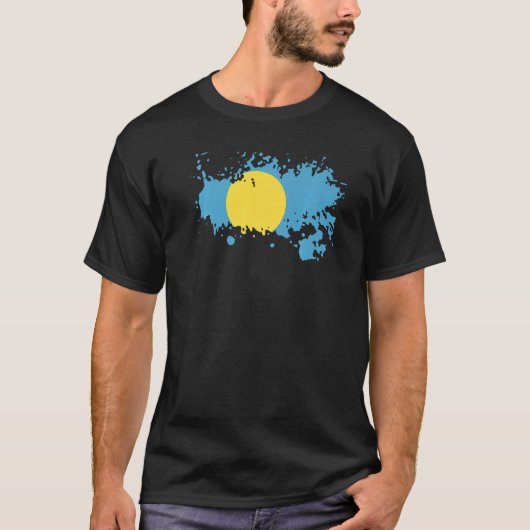 Nationalflagge Palau Souvenir für Männer T-Shirt (Vorderseite)