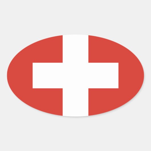 Nationalflagge Schweiz Ovaler Aufkleber (Vorderseite)
