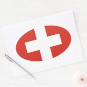 Nationalflagge Schweiz Ovaler Aufkleber (Umschlag)