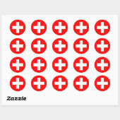 Nationalflagge Schweiz Runder Aufkleber (Blatt)