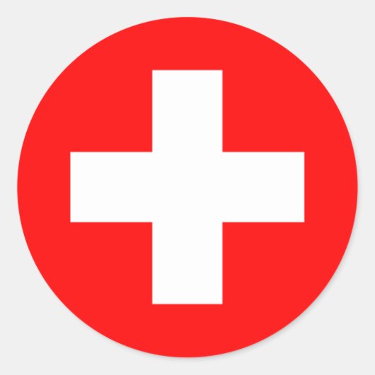 Nationalflagge Schweiz Runder Aufkleber (Vorderseite)