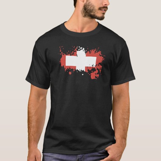 Nationalflagge Schweizer Souvenir für Männer T-Shirt (Vorderseite)