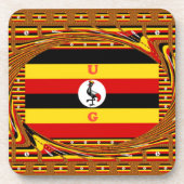 Nationalflagge Ugandas Getränkeuntersetzer (Vorderseite)