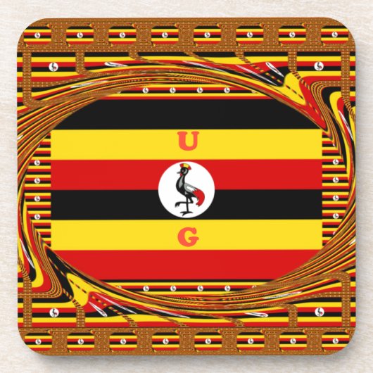 Nationalflagge Ugandas Getränkeuntersetzer (Vorderseite)
