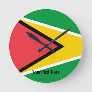 Nationalflagge von Guyana Runde Wanduhr