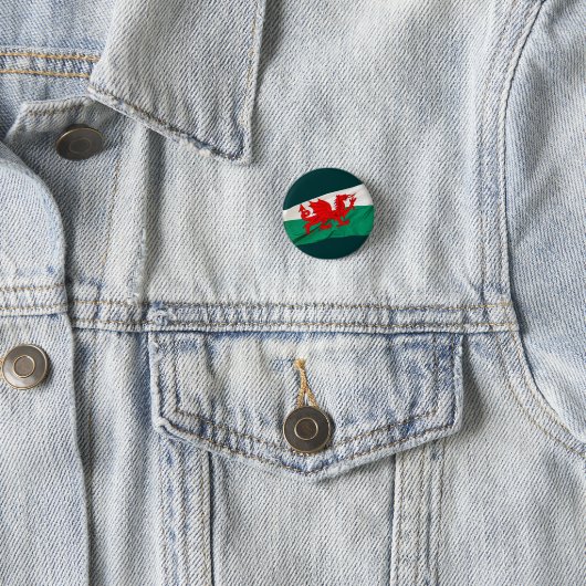 Nationalflagge Wales, Patriotischer Roter Drache Button (Beispiel)