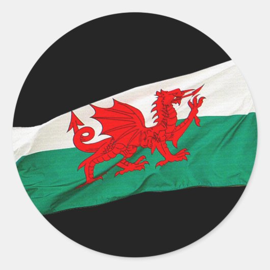 Nationalflagge Wales, Patriotischer Roter Drache Runder Aufkleber (Vorderseite)