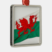 Nationalflagge Wales, Patriotischer Roter Drache Silbernes Ornament (Rechts)