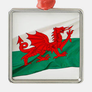 Nationalflagge Wales, Patriotischer Roter Drache Silbernes Ornament
