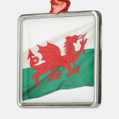 Nationalflagge Wales, Patriotischer Roter Drache Silbernes Ornament (Links)
