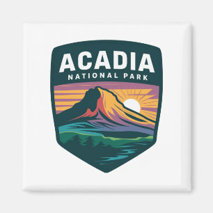 Nationalpark Acadia Sunset Abzeichen Illustration Magnet