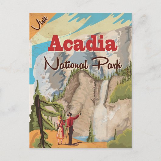 Nationalpark Acadia Vintage Travel Poster Postkarte (Vorderseite)