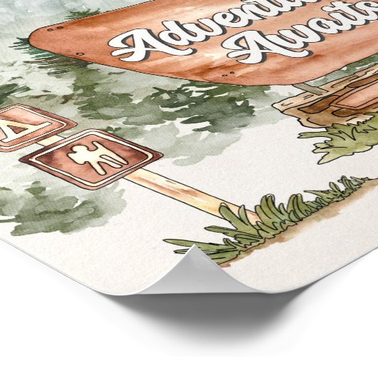 Nationalpark Adventure Awaits-Zeichen Poster (Ecke)