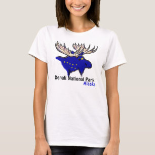 Nationalpark Alaska Flagge Elche Damen T-Shirt