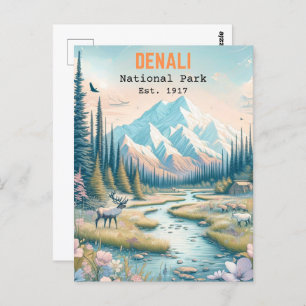 Nationalpark Alaska Von Hand gezeichnet Postkarte