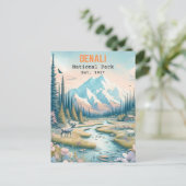 Nationalpark Alaska Von Hand gezeichnet Postkarte (Stehend Vorderseite)