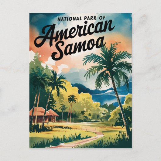 Nationalpark Amerikanisch-Samoa - Aquarellbahn - Postkarte (Vorderseite)
