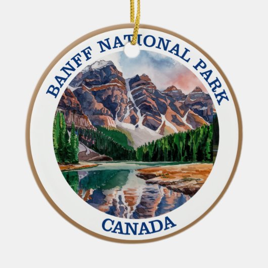 Nationalpark Banff Aquarellmalerei Keramik Ornament (Vorne)